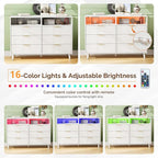VINGLI Fluted White Dresser, Led Dresser 6 Drawer - Image 4
