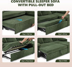 VINGLI Green Convertible Futon Sofa Bed, Sleeper Sofa - Image 3