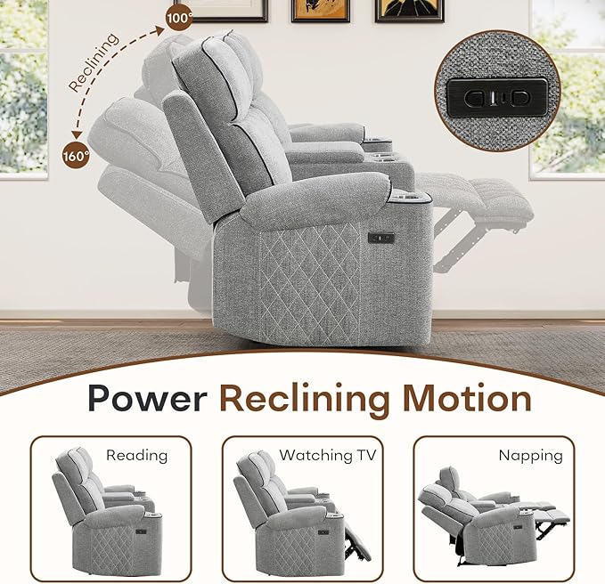 HAOMARKETS Power Oversized Reclining Sofa Couch Set of 2 - Image 3