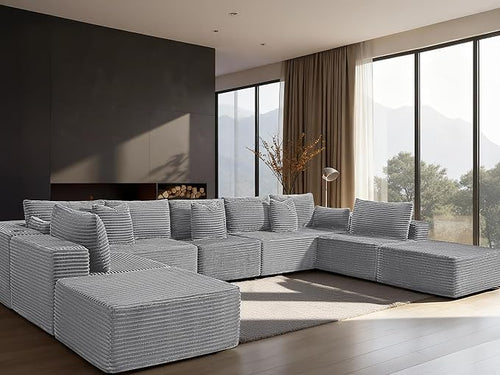 168" Cloud Sectional Couch, Comfort U Shaped Sofa by VYUXWO