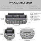 TWT Aluminum Patio Furniture Set Three Seater Sofa Outdoor Furniture Set - Image 5