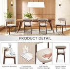 COLAMY Wooden Dining Chairs Set of 2, Modern Fabric Upholstered Kitchen Side - Image 5