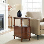 Narrow End Table Set of 2 with 2 Storage Drawers, Vintage Sofa Beside Table - Image 3