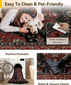 RELEANY Area Rugs 9'x12' Washable Non-Slip, Floral Vintage Distress Print - Image 6