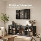 BELLEZE 2 Tier Bookshelf with Arched Glass Door - Image 4