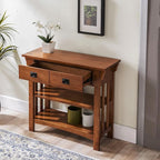 Leick Home Mission Impeccable Bookshelf, Solid Wood, 2 Drawers, 2 Shelves - Image 2