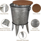 RUSTOWN Farmhouse Side Tables Set of 2, Galvanized Metal Bucket End Table - Image 5