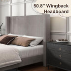HOWE Queen Size Bed Frame with 50.8" Tall Wingback Headboard, Modern Corduroy - Image 5