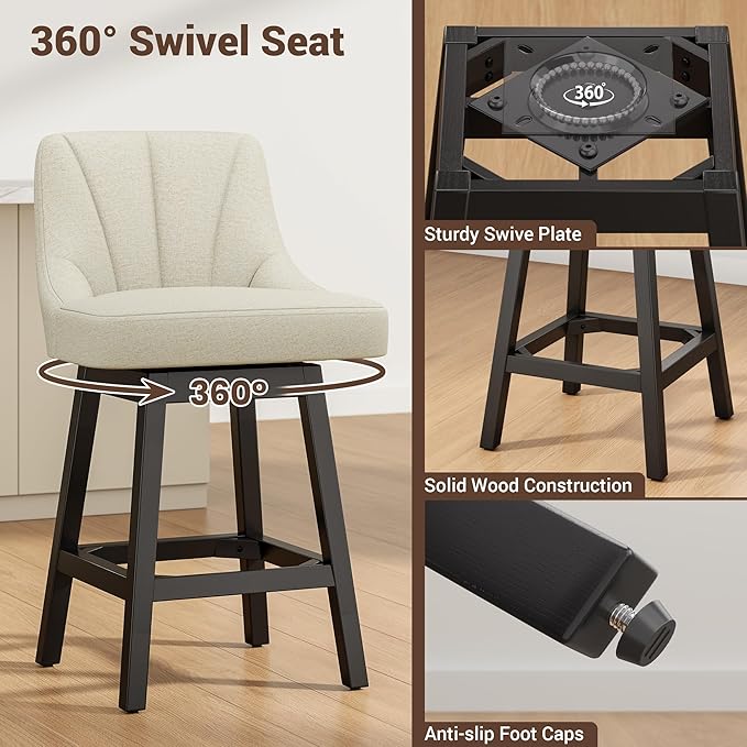 YaFiti Swivel Bar Stool 1 Pcs, 26 Inch Counter Height Bar Stools - Image 4