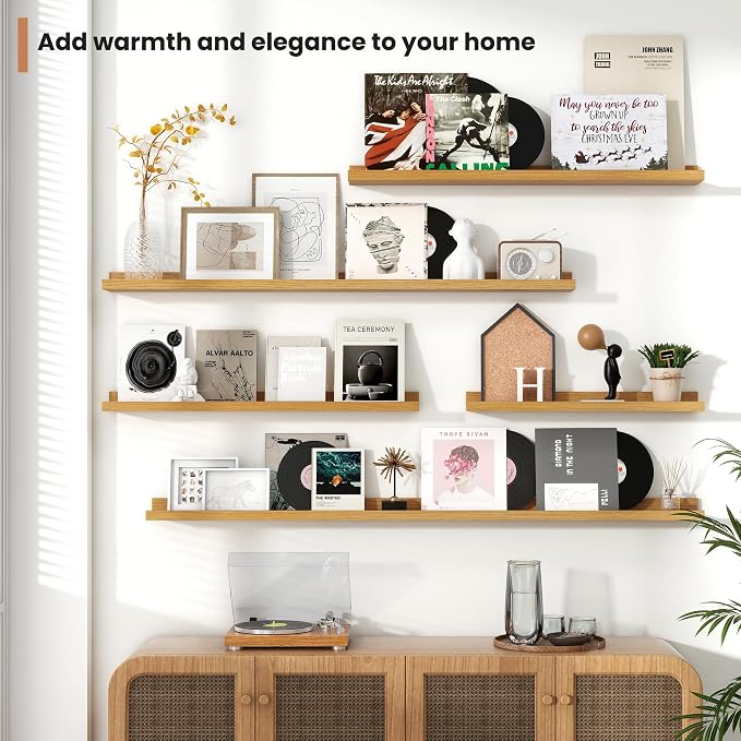 Fun Memories Picture Ledge Shelves Set of 2, 24 Inch Rustic Wall Mounted - Image 7