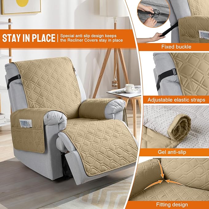 VANSOFY 100% Waterproof Recliner Chair Covers, Recliner Cover Non-Slip Dog - Image 3