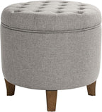 Homepop Home Decor | Upholstered Round Tufted Foot Rest Ottoman | Ottoman - Image 9