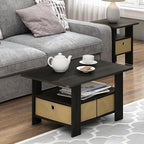 Furinno Coffee Table with Bins, Espresso/Brown - Image 2