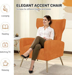 Nebuaegis Orange Velvet Accent Chair Set of 4, Wingback Chair - Image 6