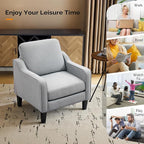 VINGLI Accent Chairs for Living Room, Line Comfy Upholstered Sofa Chair Mid - Image 8