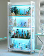AODK Display Case with LED Lights, Display Cabinet with Glass Storage Shelves by AODK