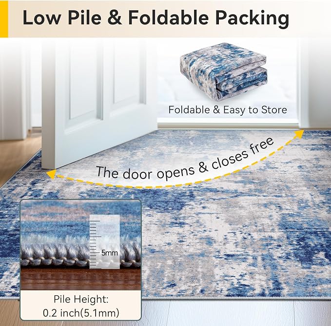 RELEANY Washable Area Rugs 3x12 Non-Slip Modern Abstract Soft - Image 4