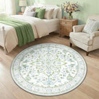 RELEANY Area Rugs Round 4ft Washable Non-Slip, Floral Vintage Distress Print - Image 3