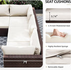 UPHA 7 Pieces Patio Furniture Sets, Wicker Outdoor Sectional Sofa Couch - Image 5