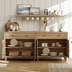 WAMAPT Buffet Cabinet with 4 Doors and 2 Drawers, Large Coffee Bar Table Wood - Image 5