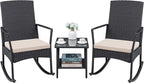 Greesum 3 Pieces Patio Furniture Set Outdoor Wicker Rocking Chairs by BuynowfromGreesum
