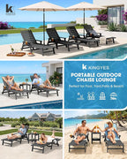 KINGYES HDPE Lounge Chair Outdoor, Patio Chaise Lounge Recliner - Image 9