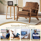 VINGLI Solid Wood Wide Armrests Accent Chair Set of 2, Upholstered Mid Century - Image 7