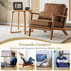 VINGLI Solid Wood Wide Armrests Accent Chair, Upholstered Mid Century Modern - Image 7