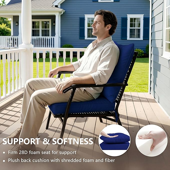 19x19 Inch Patio Chair Cushions Set of 2, Outdoor Furniture Cushions - Image 4