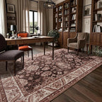 Area Rug for Living Room, 8x10 Area Rugs Washable, Retro Floral Non-Slip Carpet - Image 6