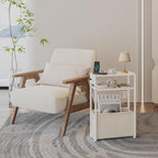 Leomonio White Side Table with Charging Station, Slim End Tables with Linen - Image 3