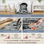 RELEANY Washable Area Rugs 8ft Non-Slip Modern Abstract Soft - Image 5