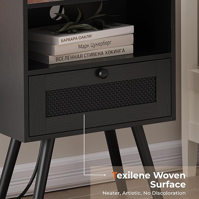 SUPERJARE Nightstands with Charging Station, Bedside Table Set of 2 with - Image 7
