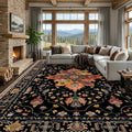 RELEANY Area Rugs 9'x12' Washable Non-Slip, Floral Vintage Distress Print by RELEANY