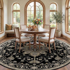 RELEANY Area Rugs Round 10ft Washable Non-Slip, Floral Vintage Distress Print - Image 3