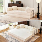 79'' Folding Convertible Sofa, Corduroy Modular Floor Couch by ZQRhome