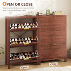 YOMILUVE Shoe Cabinet Storage for Entryway, Fluted Shoe Cabinet - Image 7