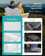 SERWALL Folding Adirondack Bench Set of 2, HDPE All-Weather Adirondack Loveseat - Image 5