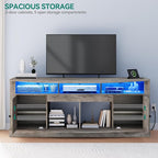 YITAHOME TV Stand for 75/80 Inch TV, Light Rustic Grey Entertainment Center 70 - Image 4