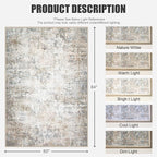 5x7 Area Rug Living Room Rug: Washable Modern Abstract Soft Thin Rug Indoor - Image 2