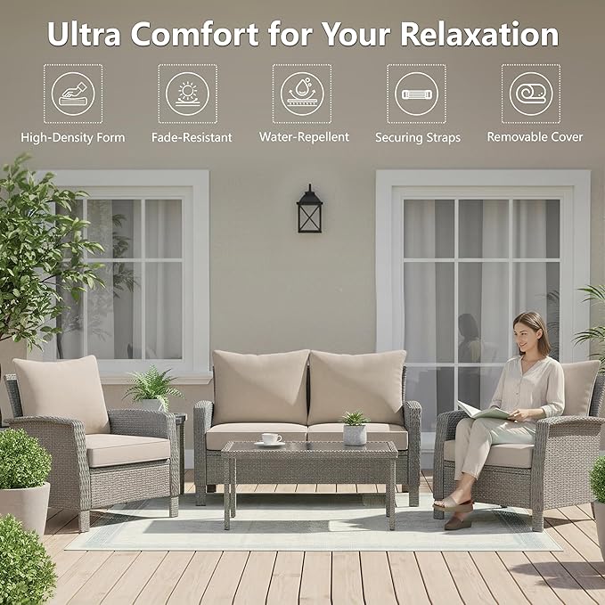 24x24 Inch Outdoor Chair Cushions Set of 4, Patio Furniture Cushions - Image 2