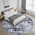 Round Area Rug for Living Room: 8 ft Washable Modern Abstract Soft Thin Rug - Image 2