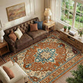 RELEANY Area Rugs 6'x9' Washable Non-Slip, Floral Vintage Distress Print by RELEANY