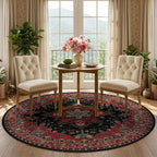 RELEANY Area Rugs Round 5ft Washable Non-Slip, Floral Vintage Distress Print - Image 2
