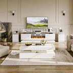 3-Piece Modern Living Room Table Set, Includes High Gloss 70" Fireplace TV - Image 3