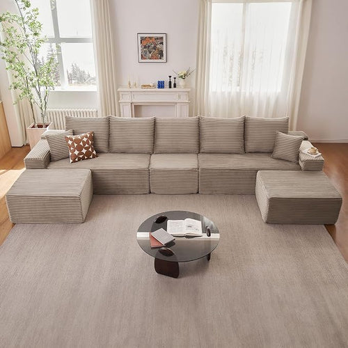 167.7" Sectional Cloud Couch for Living Room, Modular Floor Deep-Seat Sofa by Lakifun
