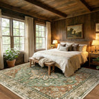 RELEANY Area Rugs 10'x12' Washable Non-Slip, Floral Vintage Distress Print - Image 3