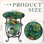 Cinnvoice Outdoor Side Table Round Small Mosaic Patio Accent Indoor End Plant - Image 3