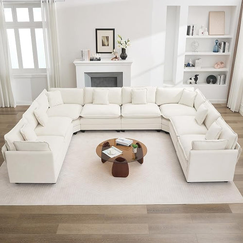 147'' Oversized U Shaped Cloud Sectional Sofa, Chenille Deep Seat Couches by WUTUTUEE