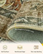 RELEANY Area Rugs Round 7ft Washable Non-Slip, Floral Vintage Distress Print - Image 3